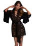 Black Belted Lace Kimono Nightwear